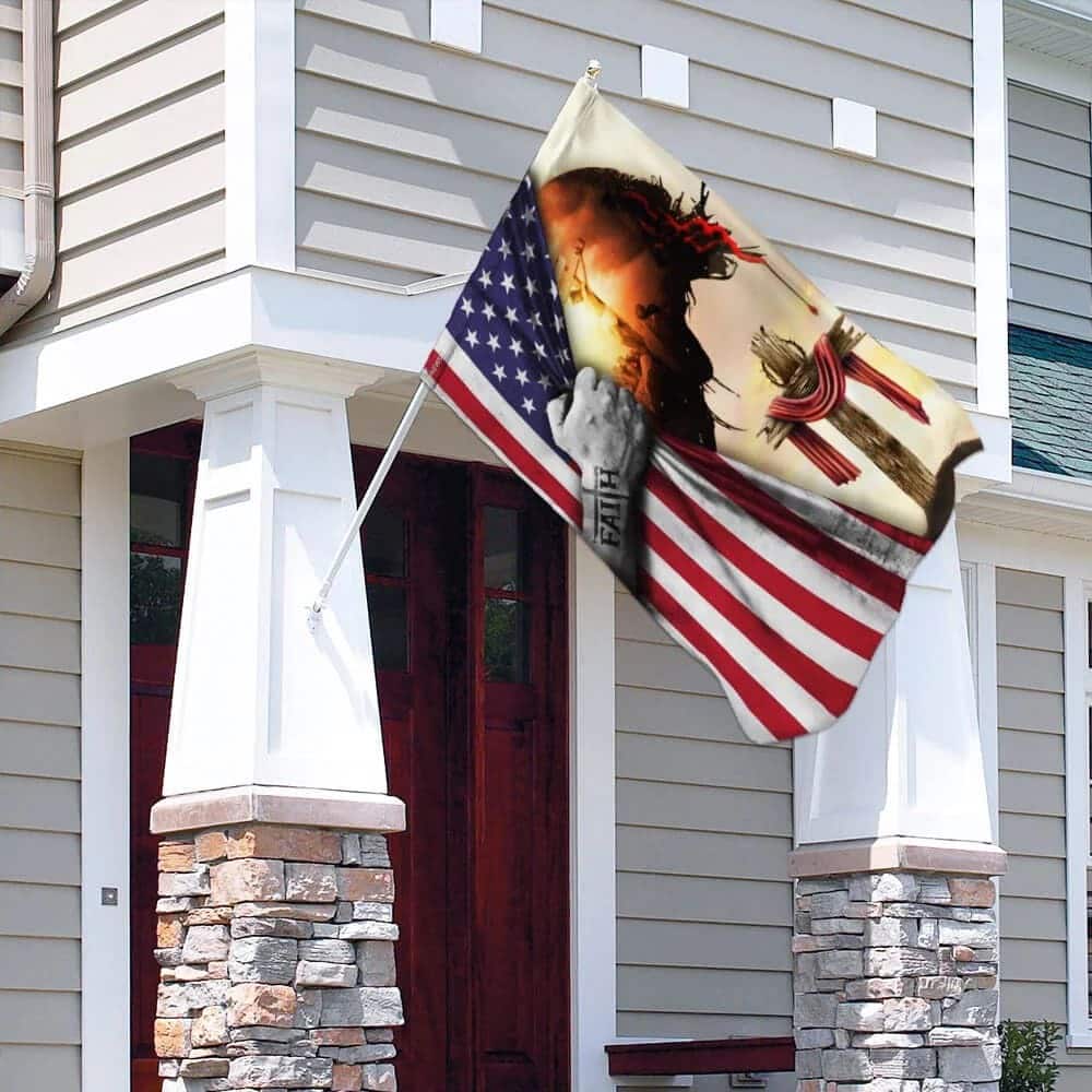 God Jesus Christian Cross Faith American Religious Christian Garden Flag