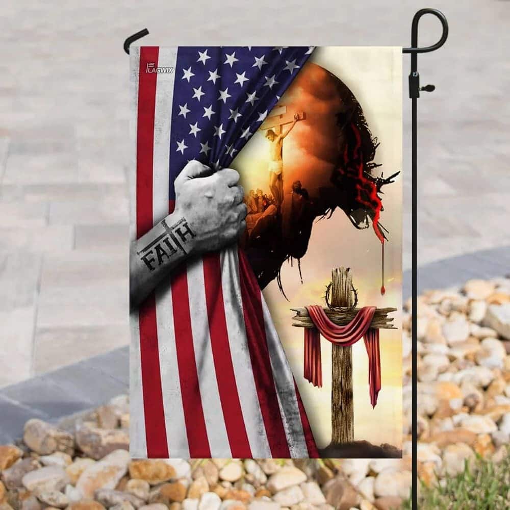 God Jesus Christian Cross Faith American Religious Christian Garden Flag