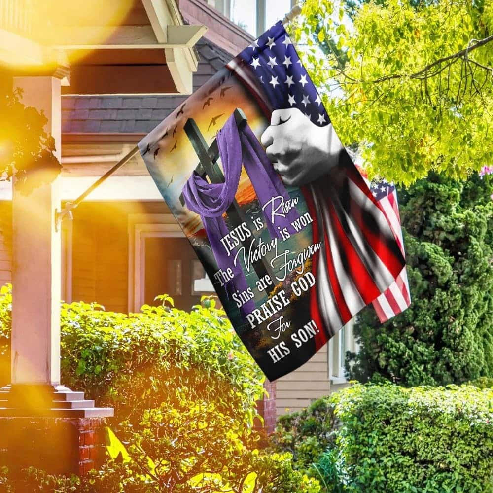 Jesus Is Risen Easter Christian Cross Religious Christian Garden Flag