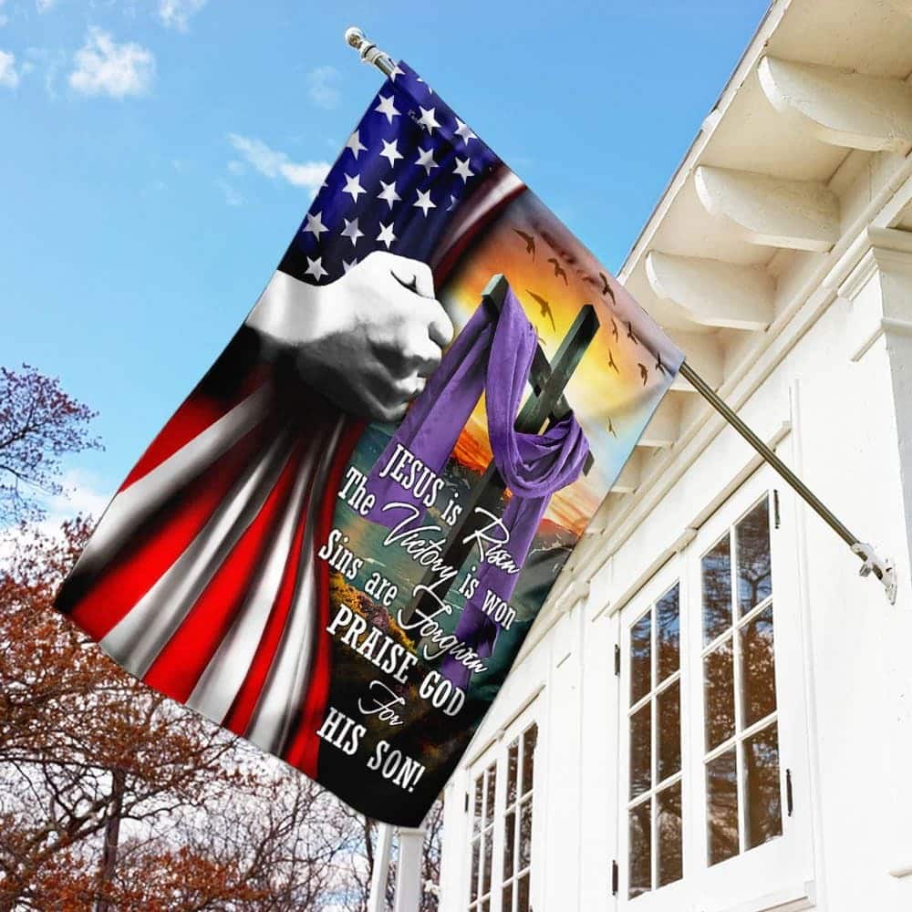 Jesus Is Risen Easter Christian Cross Religious Christian Garden Flag