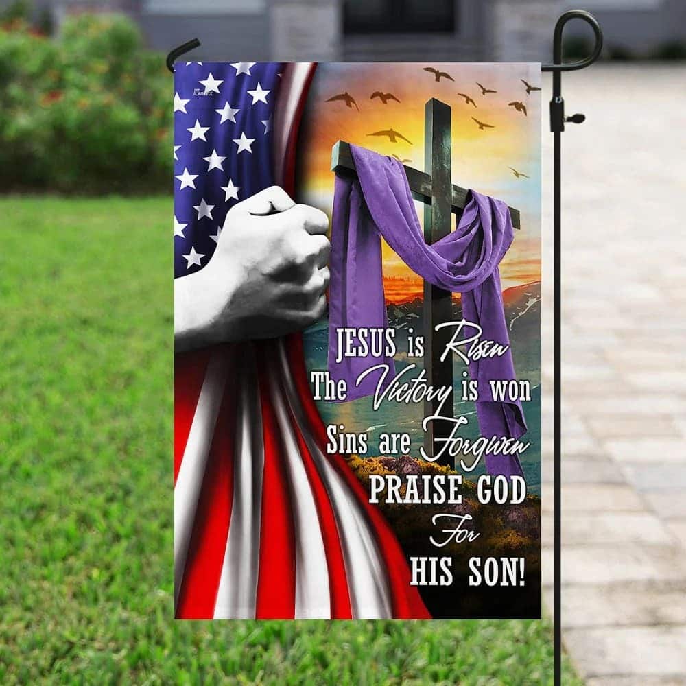 Jesus Is Risen Easter Christian Cross Religious Christian Garden Flag Jesus Is Risen Easter Christian Cross Religious Christian Garden Flag