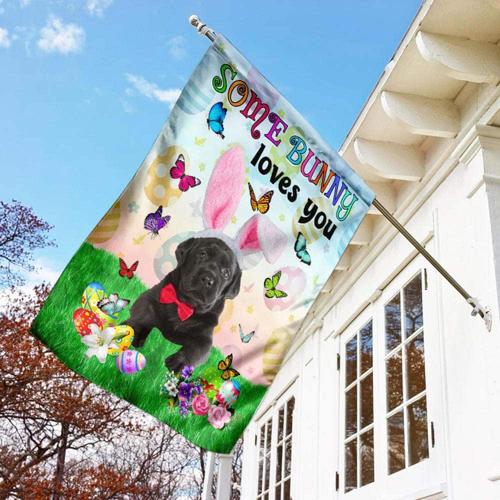 Black Labrador Easter Some Bunny Loves You Religious Happy Easter ative Easter Garden Flag