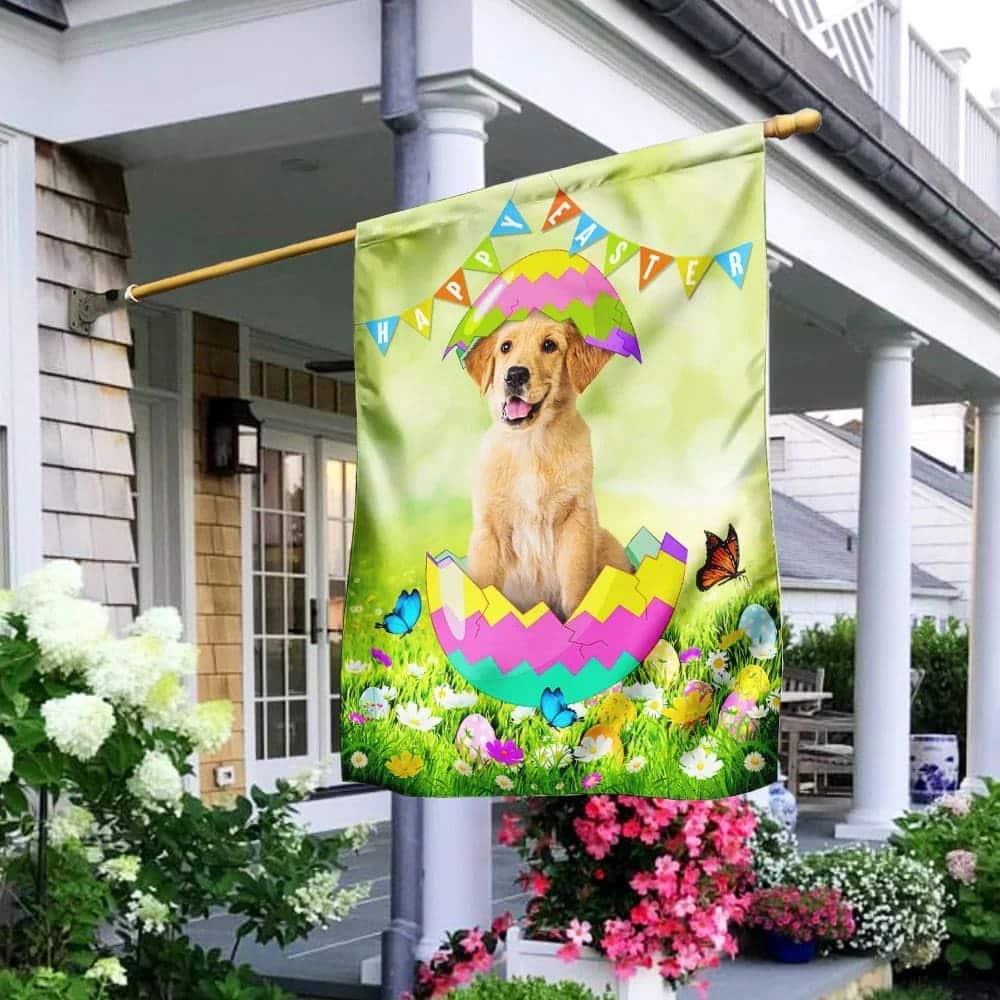 Golden Retriever Egg Easter Religious Happy Easter ative Easter Garden Flag