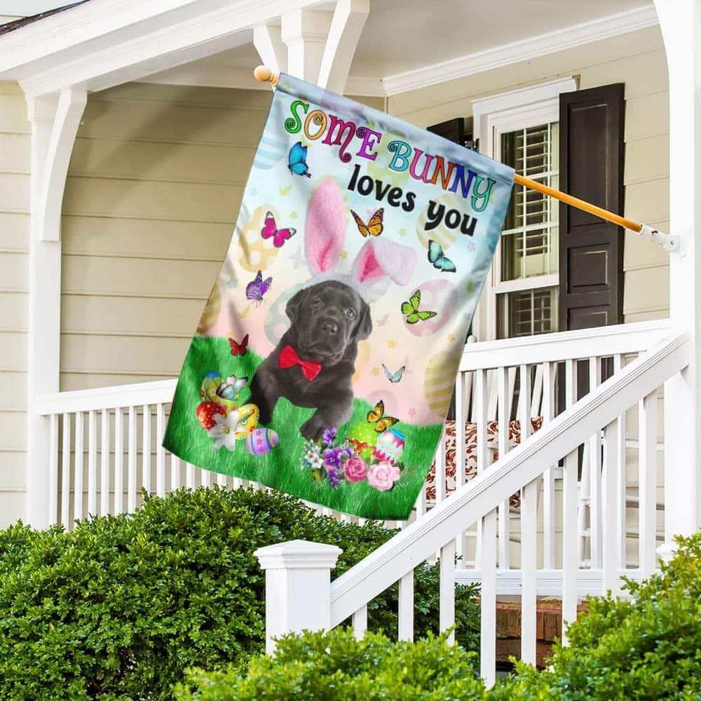 Black Labrador Easter Some Bunny Loves You Religious Happy Easter ative Easter Garden Flag