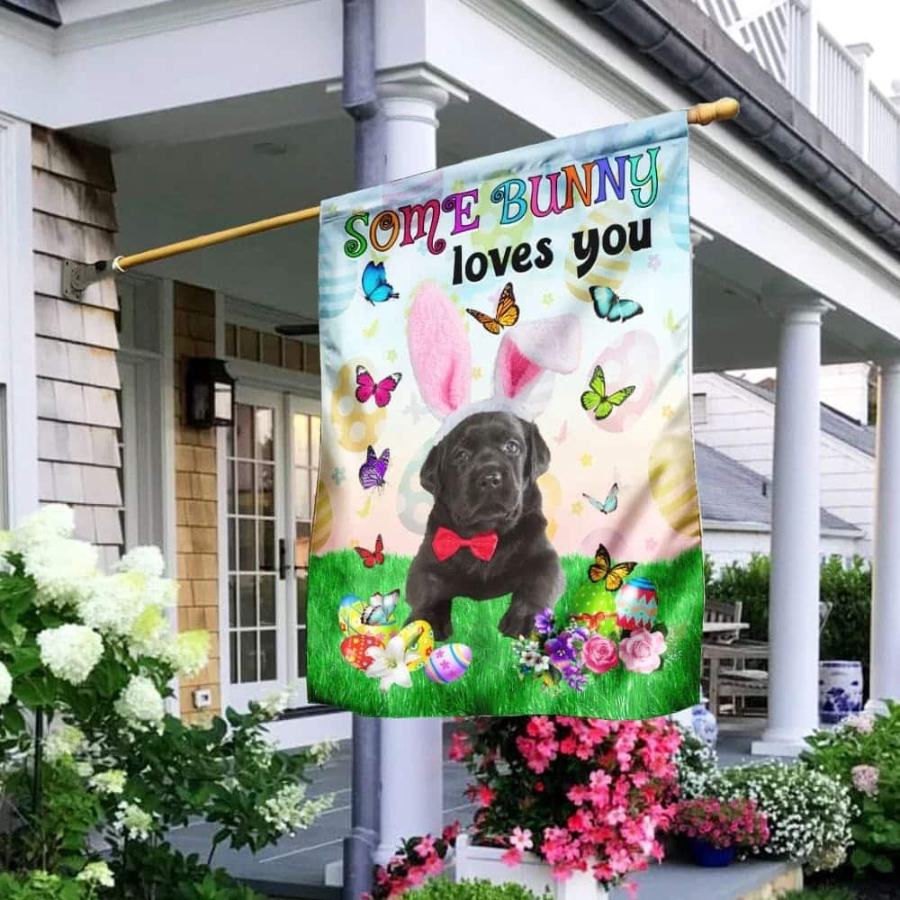 Black Labrador Easter Some Bunny Loves You Religious Happy Easter ative Easter Garden Flag
