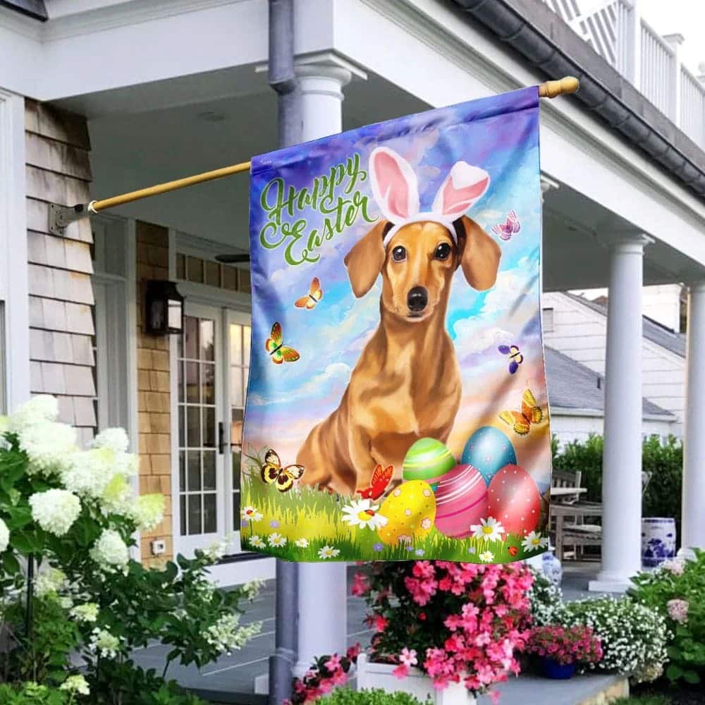 Happy Easter Dachshund Easter Day Garden Flag Happy Easter Dachshund Easter Day Garden Flag