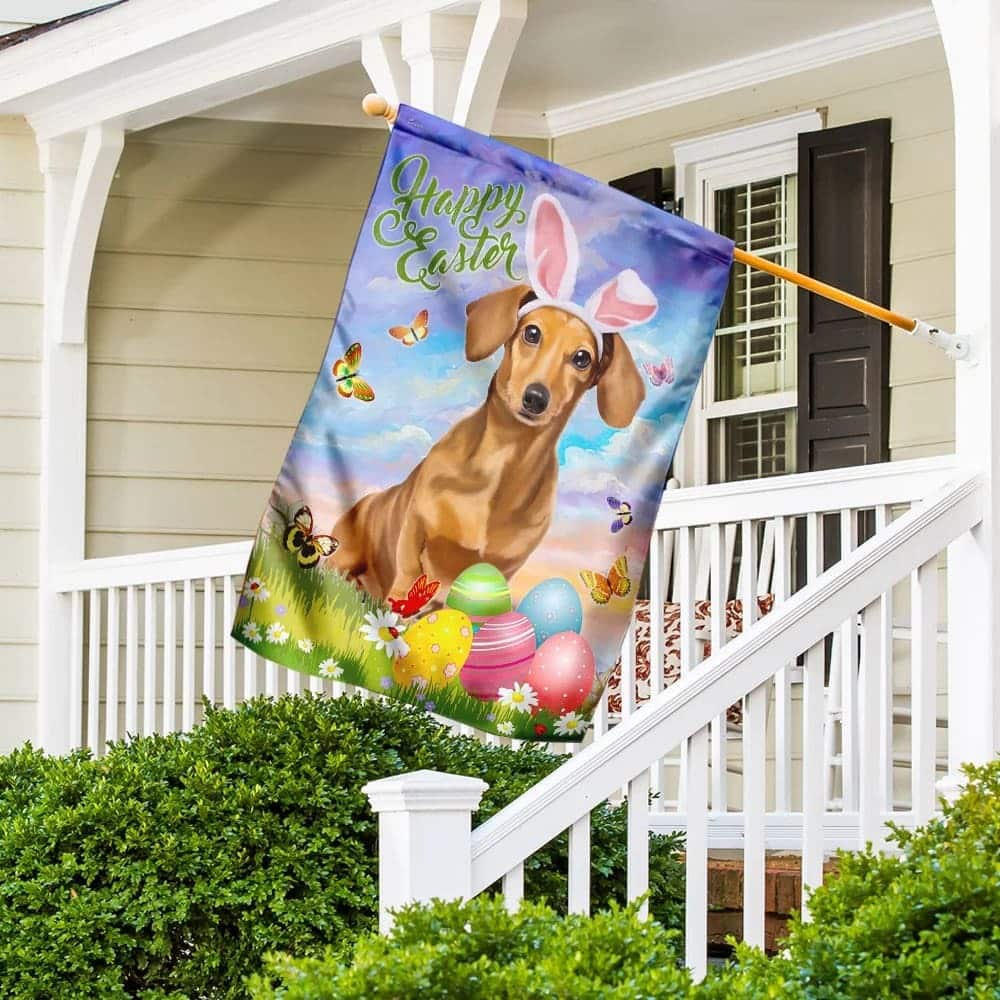 Happy Easter Dachshund Easter Day Garden Flag Happy Easter Dachshund Easter Day Garden Flag