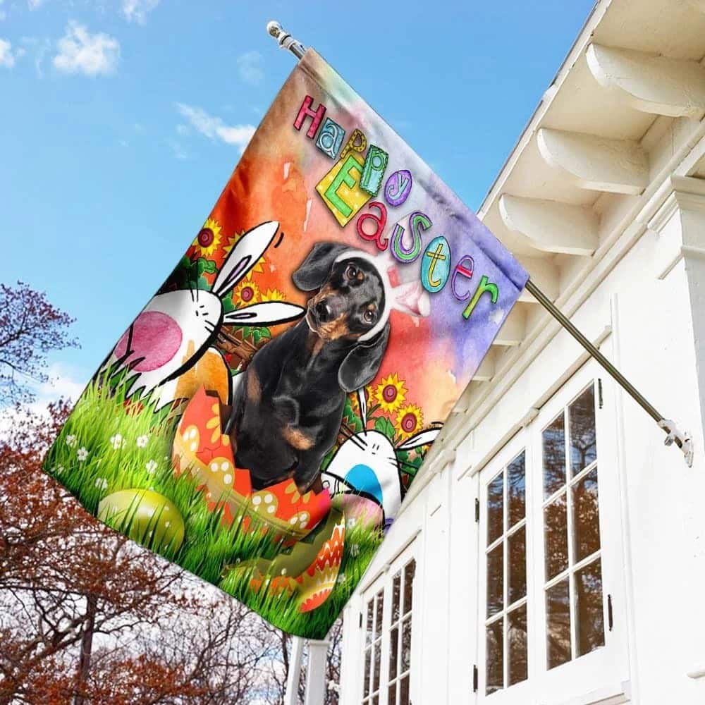 Dachshund Happy Easter Religious Easter Garden Flag
