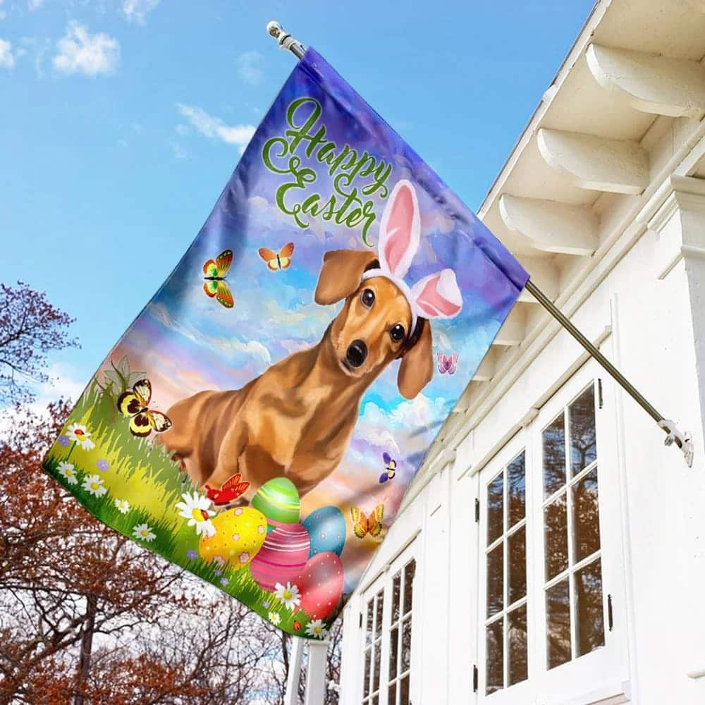 Happy Easter Dachshund Easter Day Garden Flag