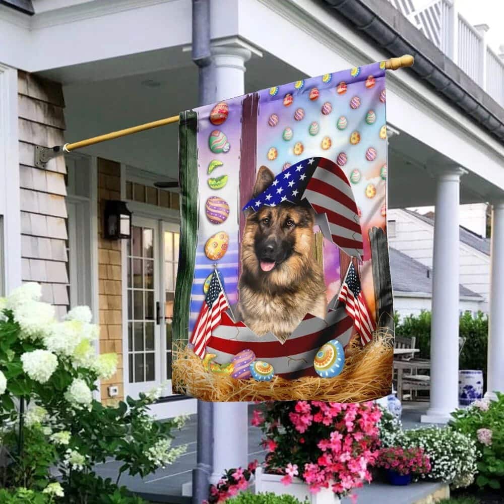 German Shepherd American Easter Religious Happy Easter ative Easter Garden Flag