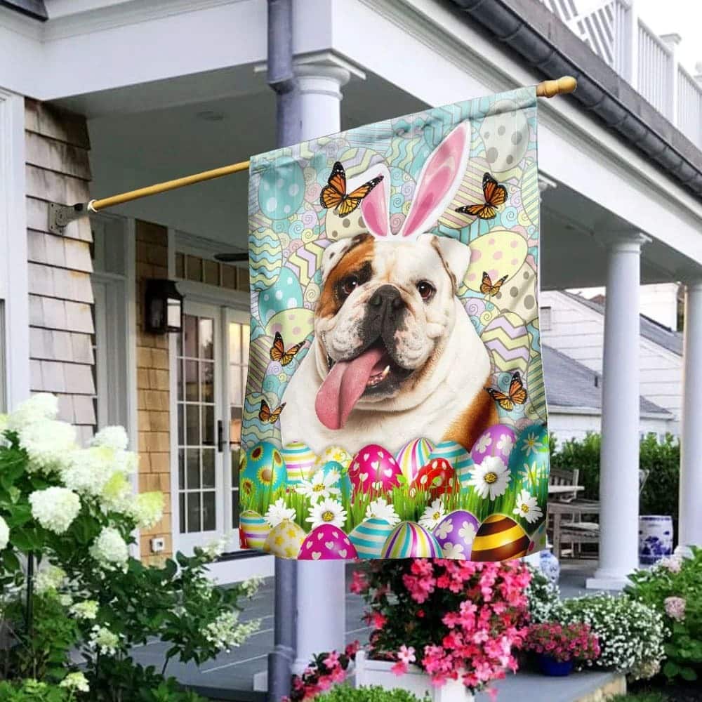 English Bulldog Happy Easter Day Garden Flag