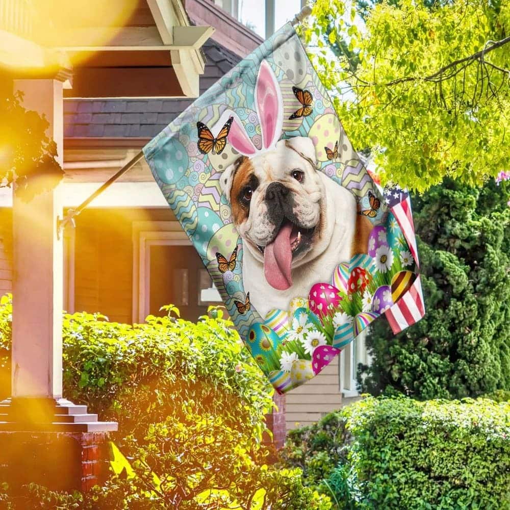 English Bulldog Happy Easter Day Garden Flag