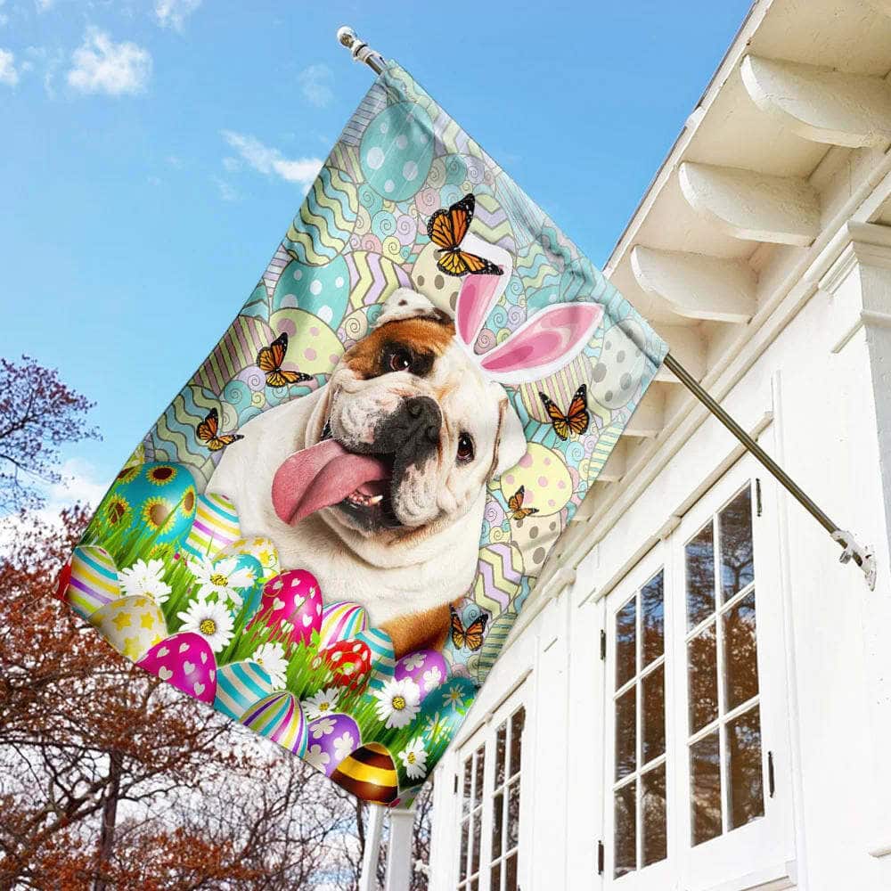 English Bulldog Happy Easter Day Garden Flag