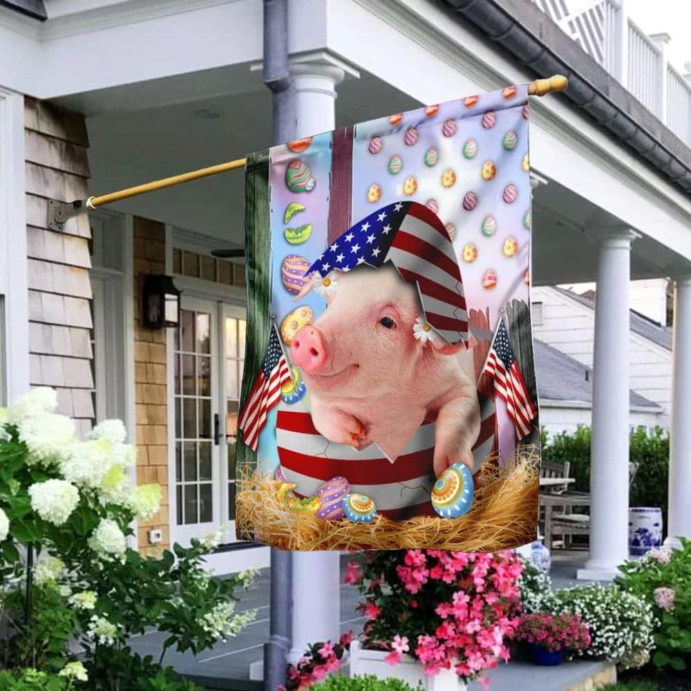 Happy Easter Pig American Easter Religious Christian Easter Garden Flag