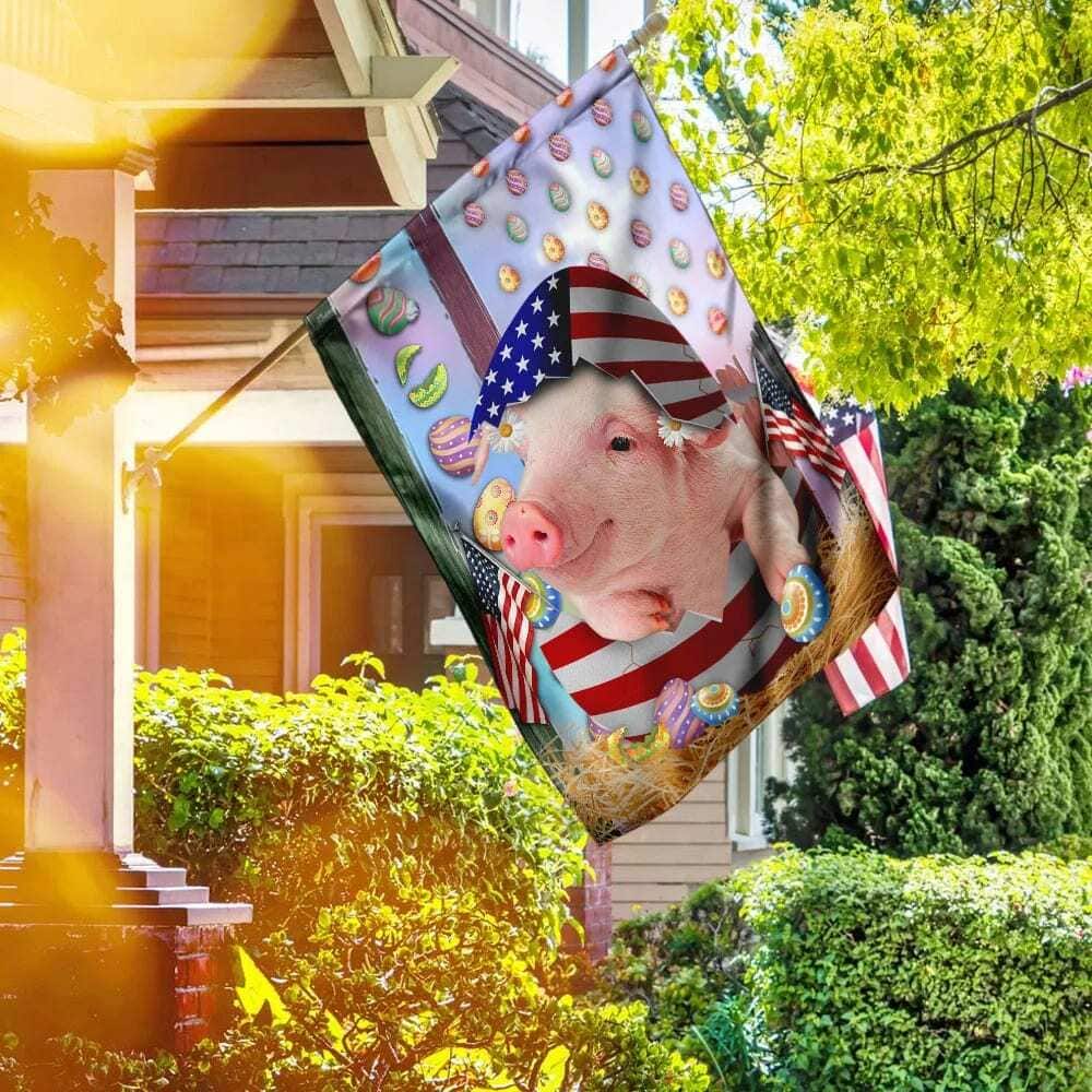 Happy Easter Pig American Easter Religious Christian Easter Garden Flag Happy Easter Pig American Easter Religious Christian Easter Garden Flag