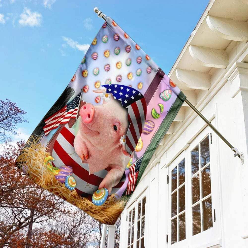 Happy Easter Pig American Easter Religious Christian Easter Garden Flag Happy Easter Pig American Easter Religious Christian Easter Garden Flag
