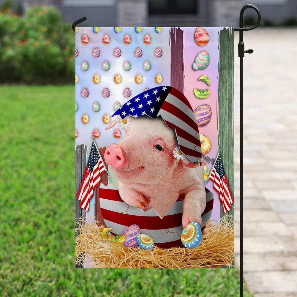 Happy Easter Pig American Easter Religious Christian Easter Garden Flag Happy Easter Pig American Easter Religious Christian Easter Garden Flag