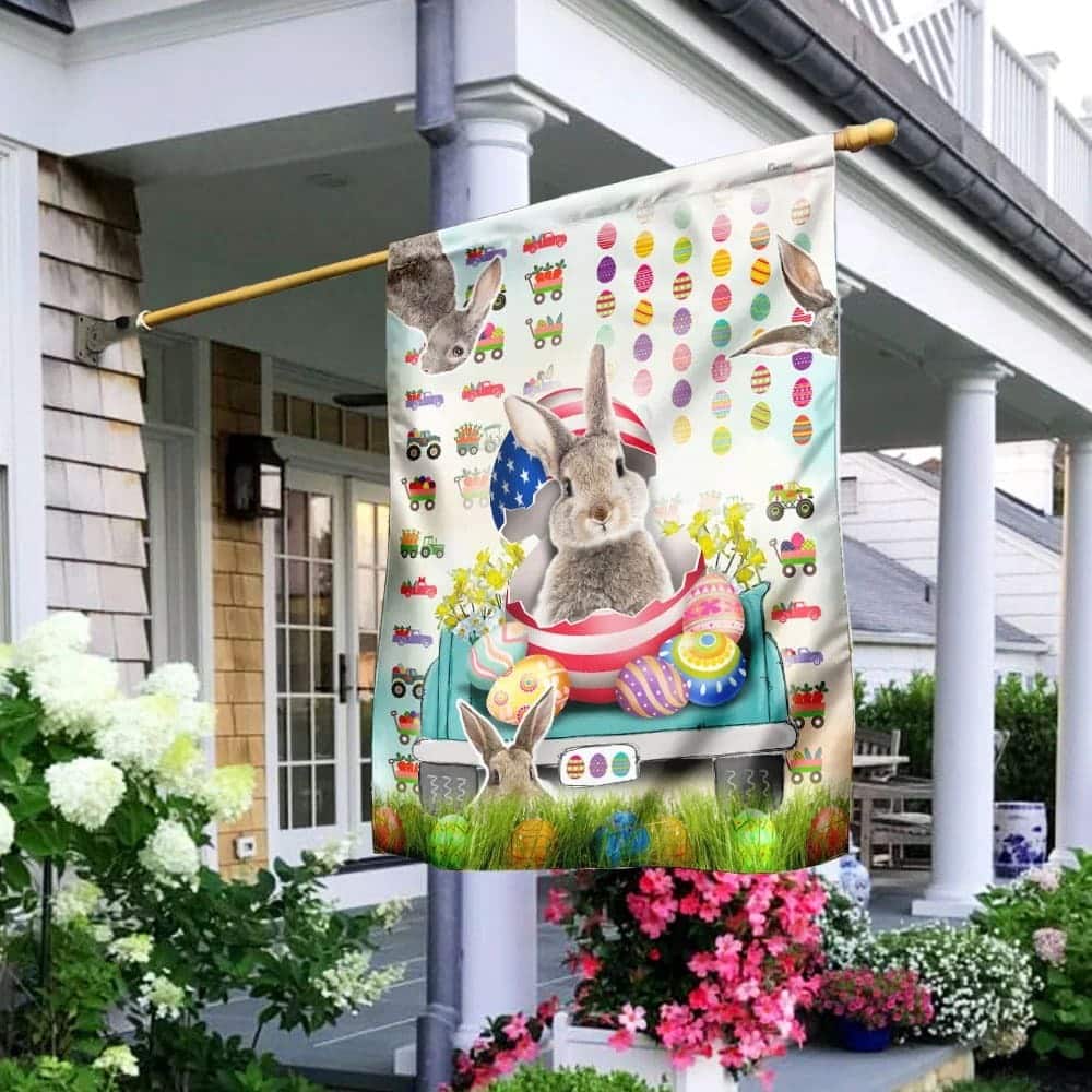 Happy Easter Bunny Truck Easter Religious Christian Easter Garden Flag