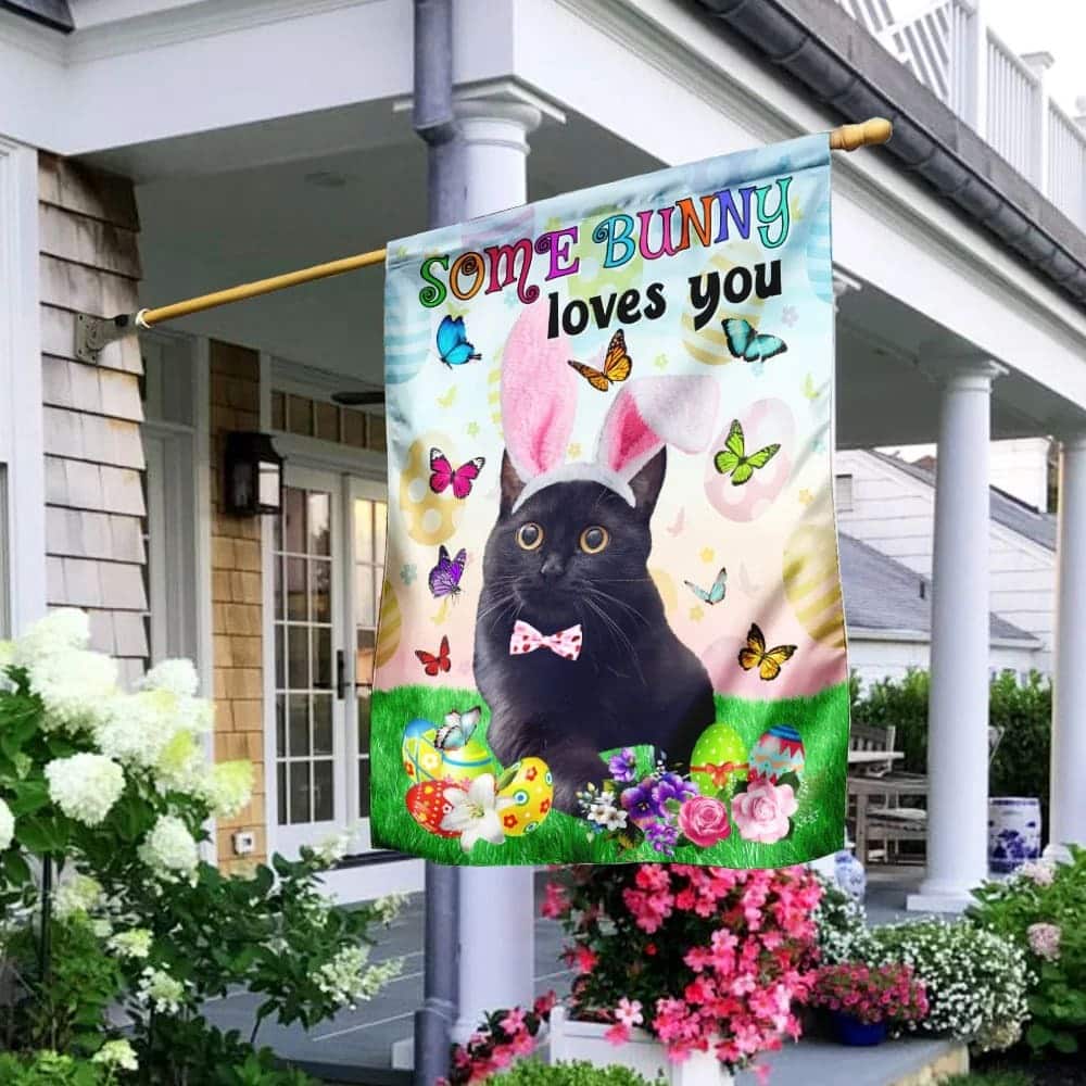 Black Cat Easter Some Bunny Loves You Religious Happy Easter Gift Garden Flag