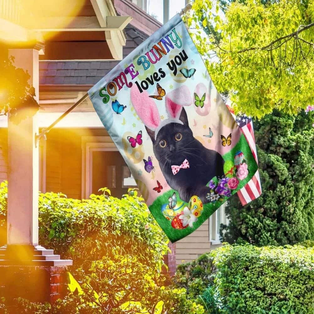 Black Cat Easter Some Bunny Loves You Religious Happy Easter Gift Garden Flag