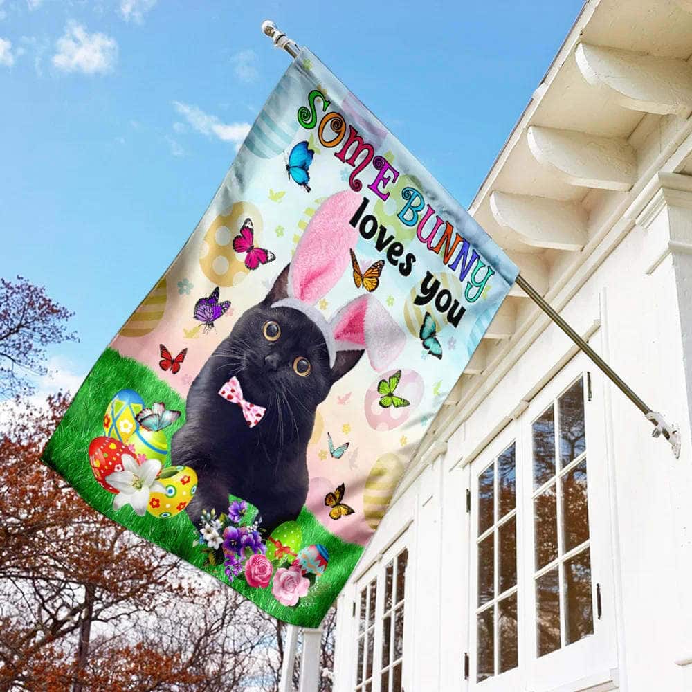 Black Cat Easter Some Bunny Loves You Religious Happy Easter Gift Garden Flag