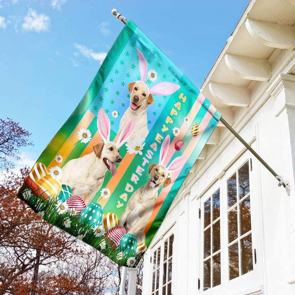 Yellow Labrador Retriever Easter Religious Happy Easter Gift Garden Flag