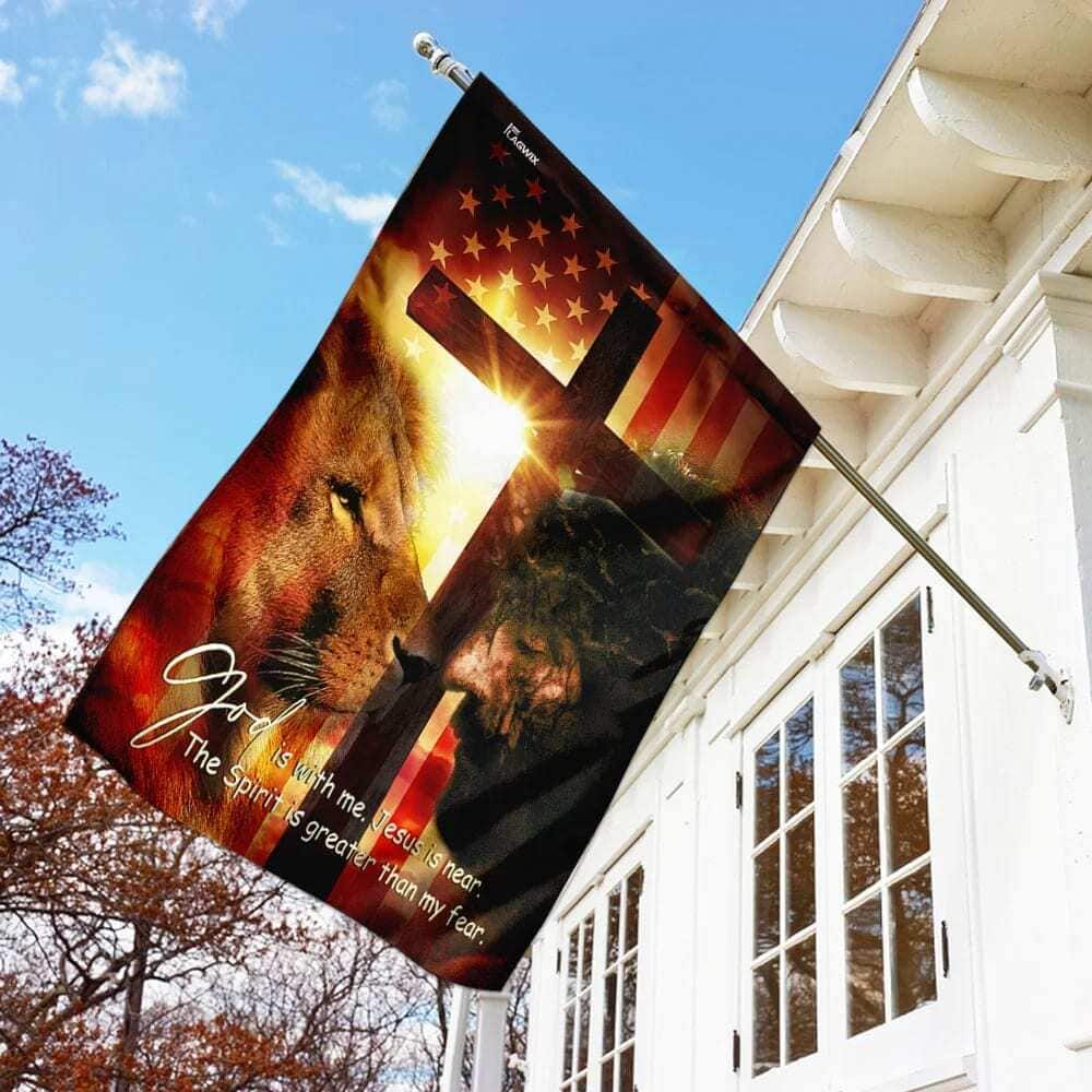 God Is With Me Jesus Is Near American Religious Christian Garden Flag