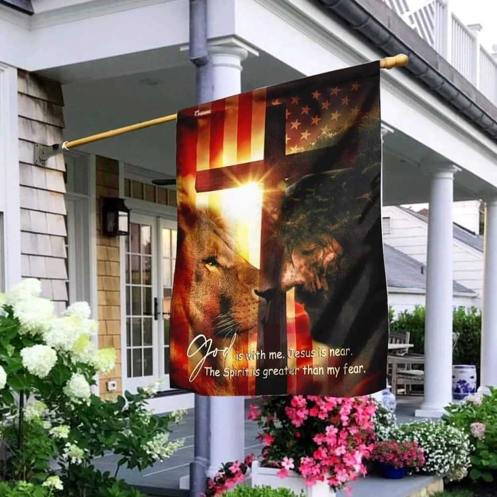 God Is With Me Jesus Is Near American Religious Christian Garden Flag