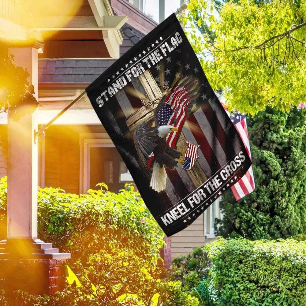 Eagle And Jesus Stand For The Religious Kneel For The Cross Religious Christian Garden Flag