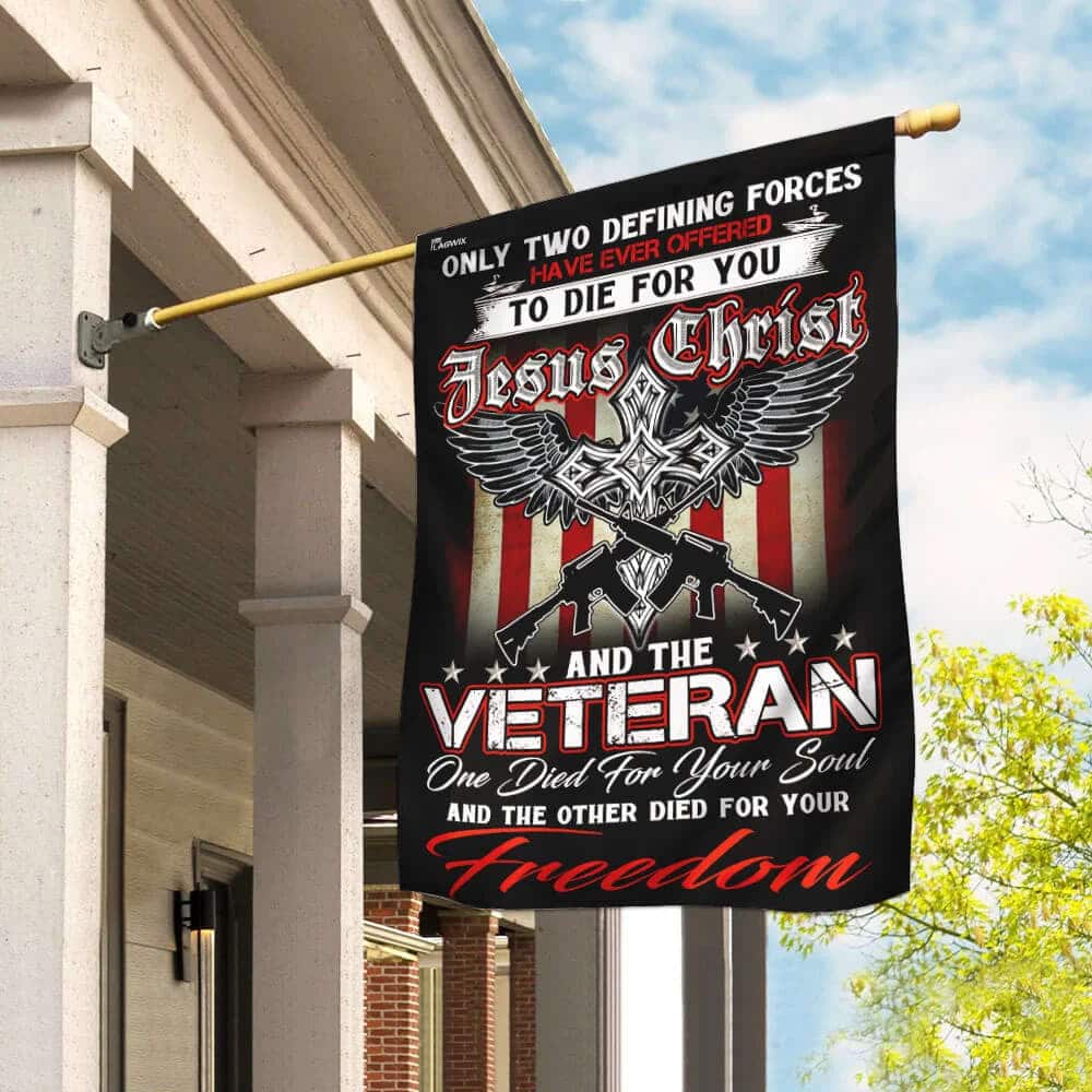 Christian Jesus Veteran Religious Christian Garden Flag