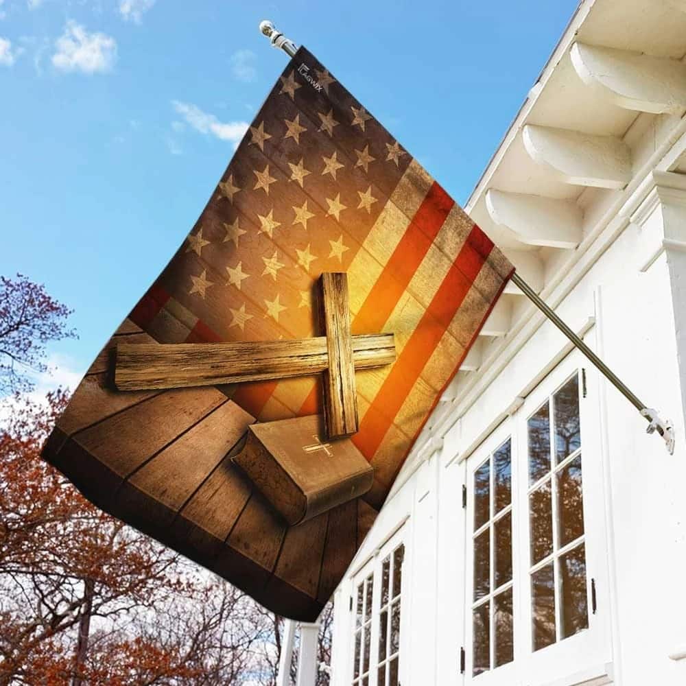Christian Cross America Religious Christian Garden Flag