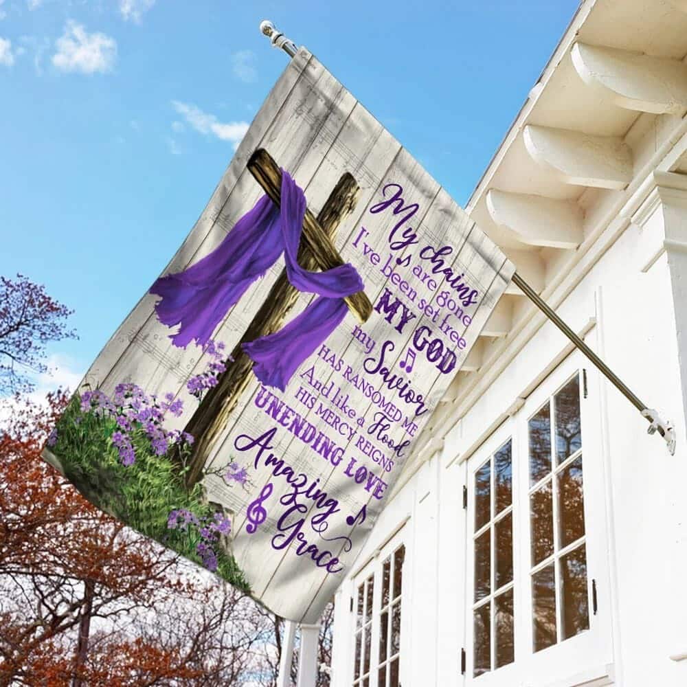 Christian Cross Amazing Grace Purple Religious Christian Garden Flag