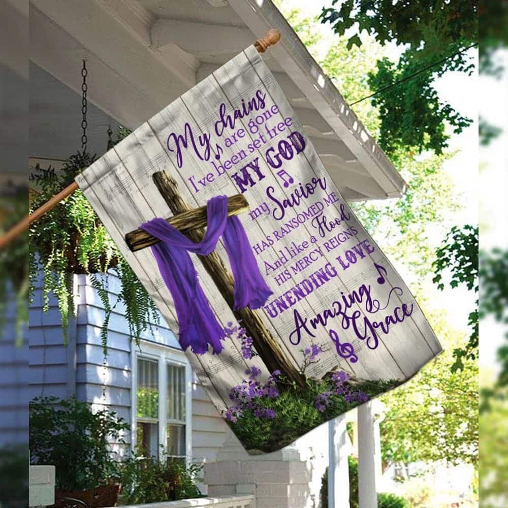 Christian Cross Amazing Grace Purple Religious Christian Garden Flag
