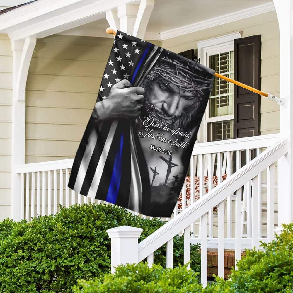 God Jesus Thin Blue Lives Law Enforcement Religious Christian Garden Flag God Jesus Thin Blue Lives Law Enforcement Religious Christian Garden Flag