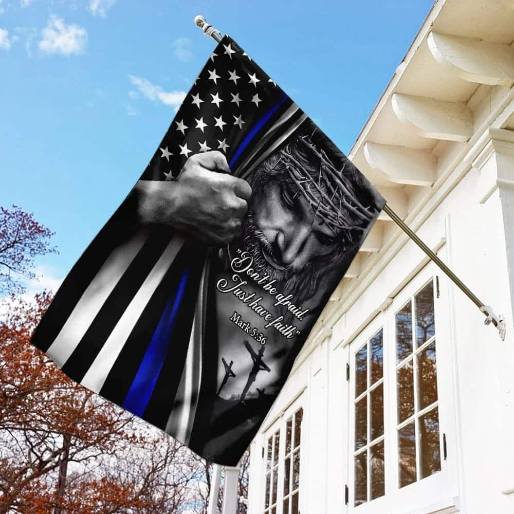 God Jesus Thin Blue Lives Law Enforcement Religious Christian Garden Flag God Jesus Thin Blue Lives Law Enforcement Religious Christian Garden Flag