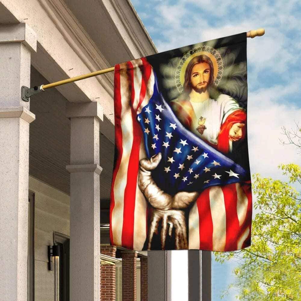 America Nee Religious Christian Jesus Garden Flag