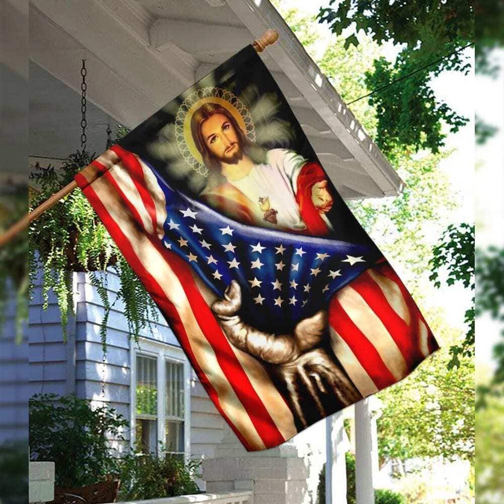 America Nee Religious Christian Jesus Garden Flag
