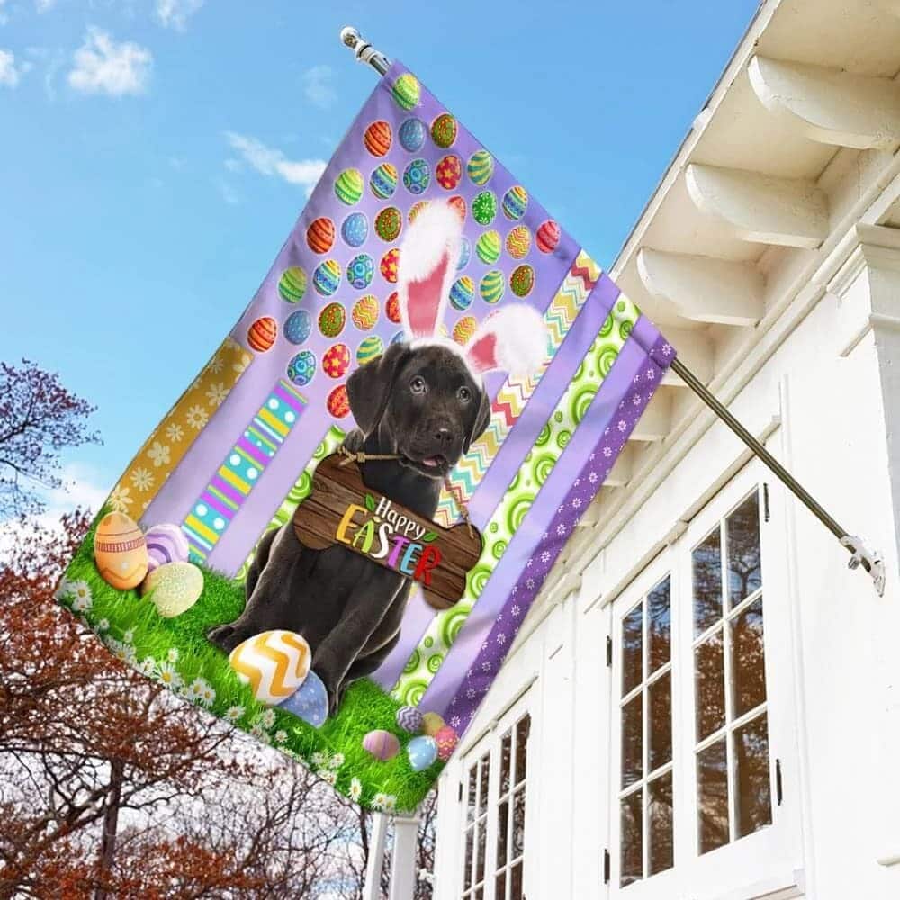 Puppy Black Labrador Retriever Happy Easter American Religious Easter Garden Flag Puppy Black Labrador Retriever Happy Easter American Religious Easter Garden Flag