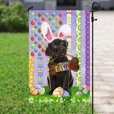 Puppy Black Labrador Retriever Happy Easter American Religious Easter Garden Flag