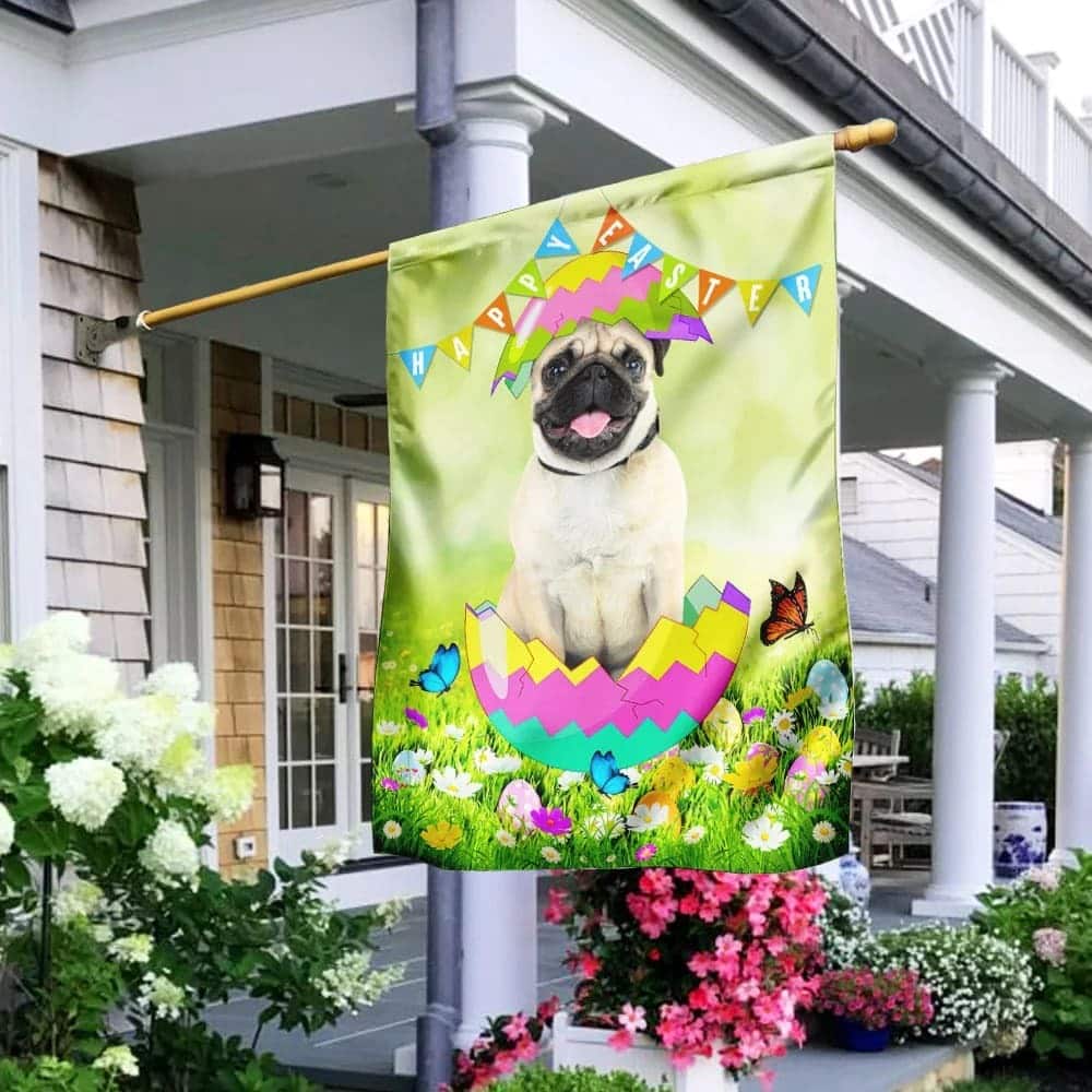 Pug Egg Easter Religious Happy Easter Gift Garden Flag