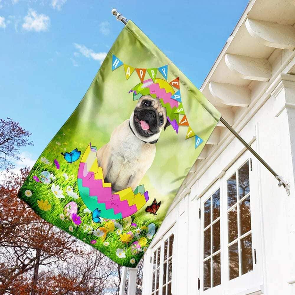 Pug Egg Easter Religious Happy Easter Gift Garden Flag