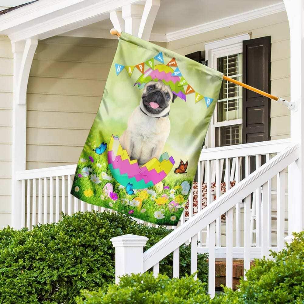 Pug Egg Easter Religious Happy Easter Gift Garden Flag