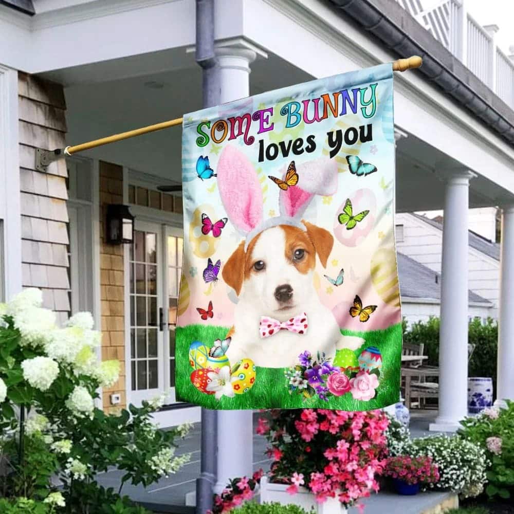 Jack Russell Terrier Easter Some Bunny Loves You Religious Happy Easter Gift Garden Flag