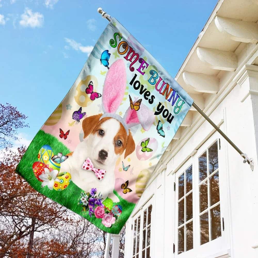 Jack Russell Terrier Easter Some Bunny Loves You Religious Happy Easter Gift Garden Flag