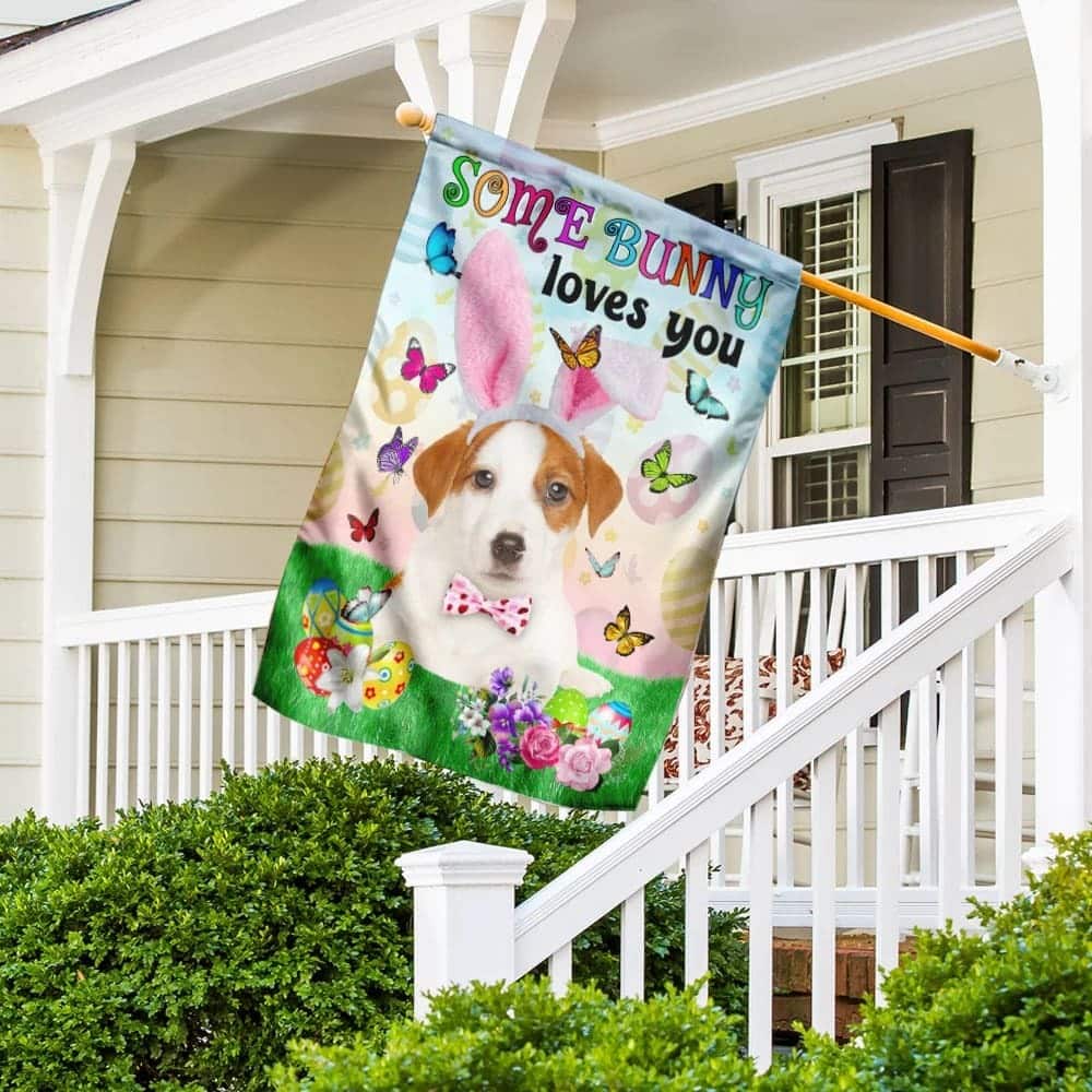 Jack Russell Terrier Easter Some Bunny Loves You Religious Happy Easter Gift Garden Flag
