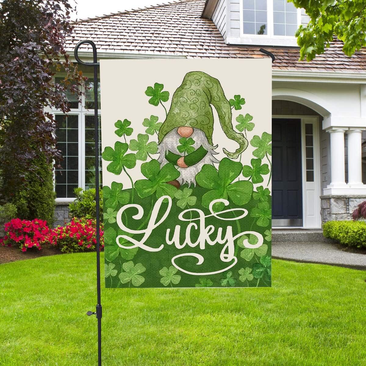Welcome St Patricks Day Lucky Gnome Saint Religious St Patrick's Day St Patrick's Day Garden Flag Welcome St Patricks Day Lucky Gnome Saint Religious St Patrick's Day St Patrick's Day Garden Flag