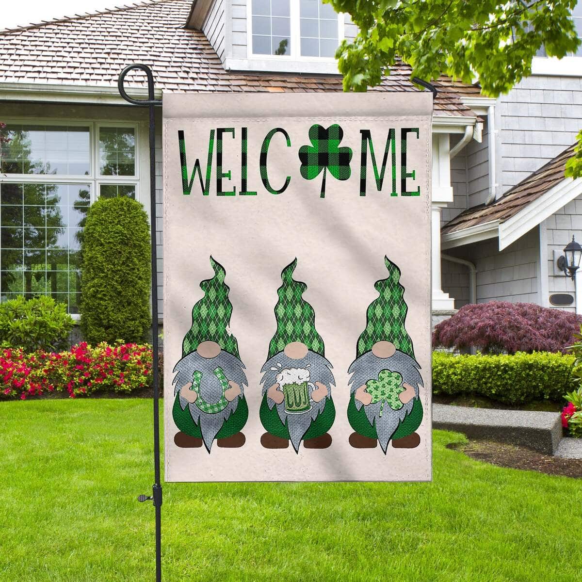 Welcome St Patricks Day Gnomes Saint Gnomes Religious St Patrick's Day St Patrick's Day Garden Flag Welcome St Patricks Day Gnomes Saint Gnomes Religious St Patrick's Day St Patrick's Day Garden Flag
