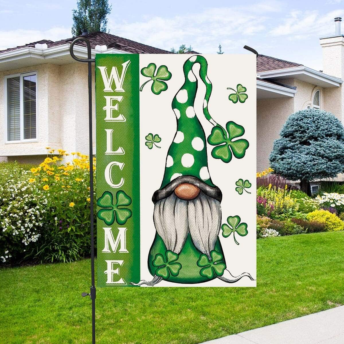 Welcome St Patricks Day Gnomes St Gnomes Religious St Patrick's Day St Patrick's Day Garden Flag