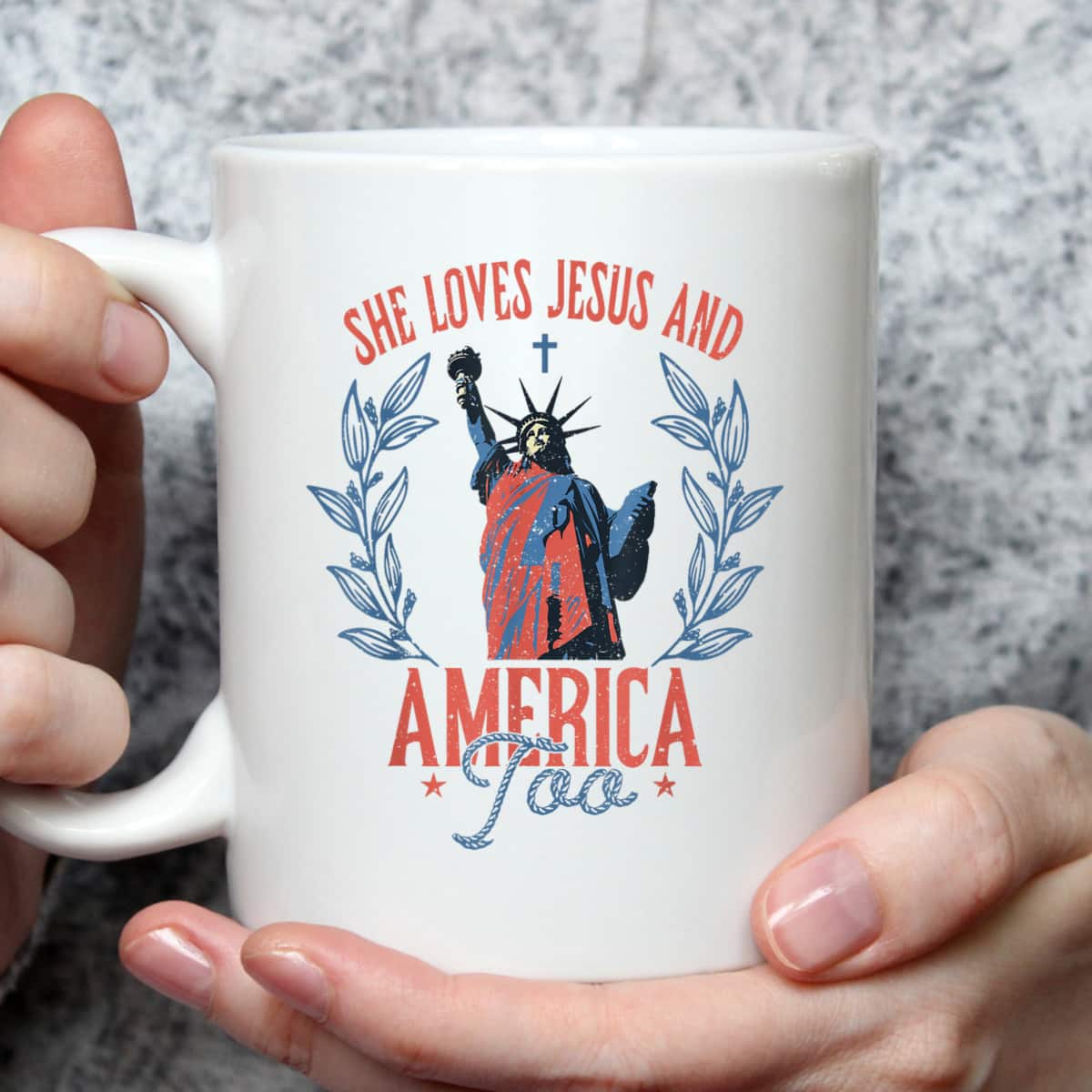 She Loves Jesus And America Too 4th Of July Christian T-Shirt