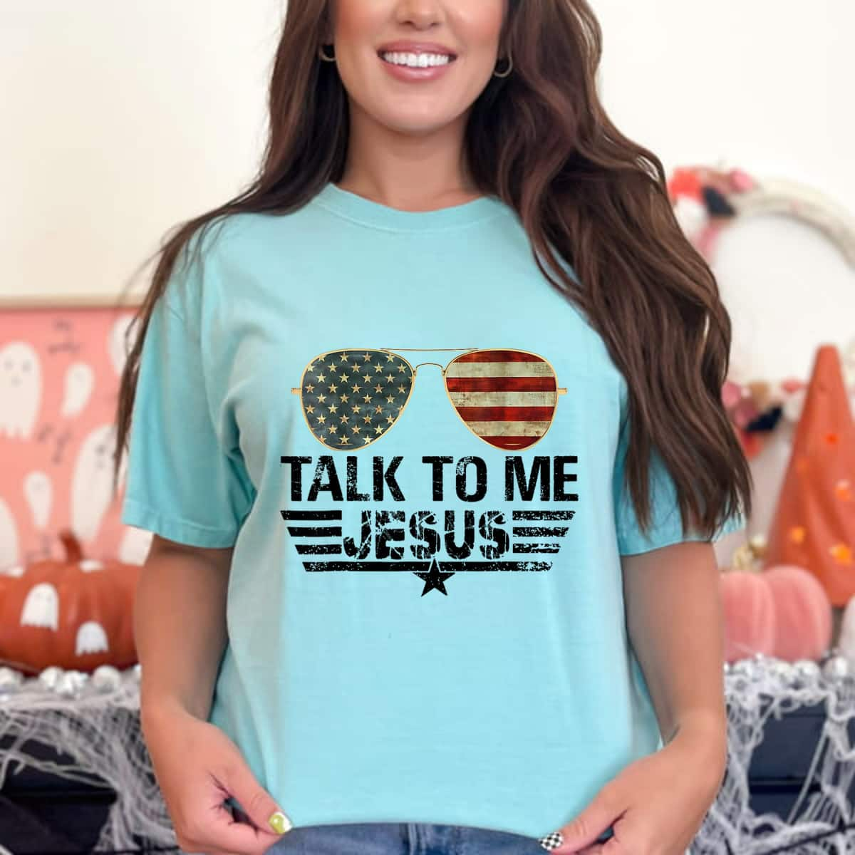 Talk To Me Jesus US Flag Christian 4th Of July T-Shirt